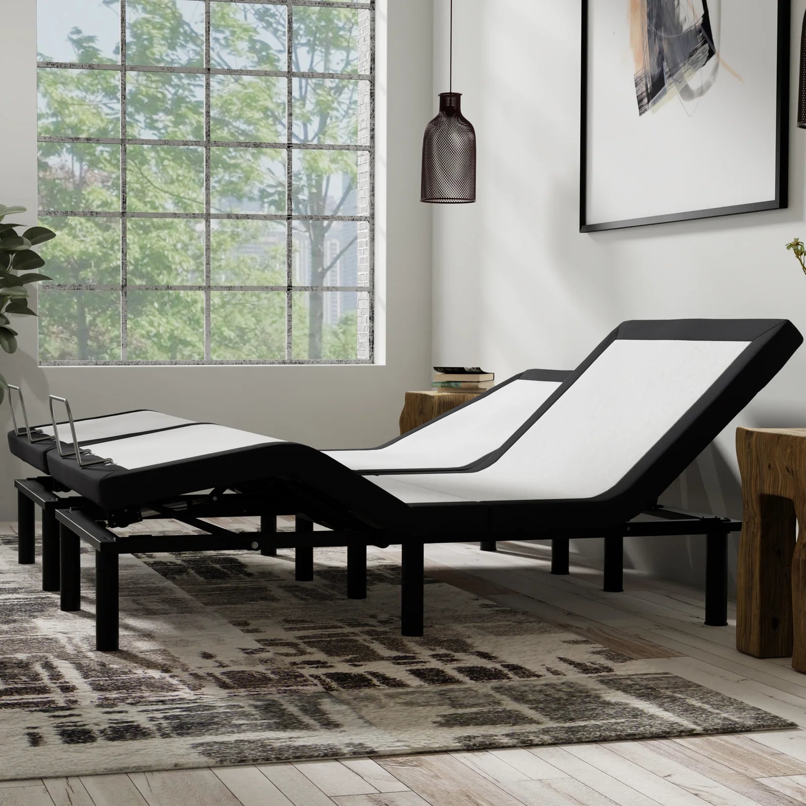 ZZZEN E4/Z4 SPLIT TOP FLEX HEAD ZERO CLEARANCE ADJUSTABLE BED FRAME WITH MASSAGE, NIGHTLIGHT, USB. Fits on storage or platform beds.