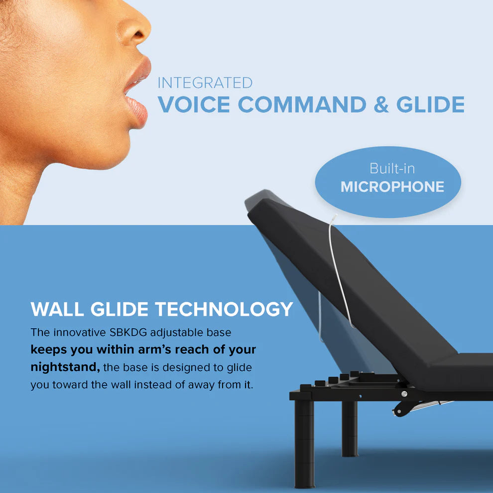 ZZZEN E6 WALL HUGGER ZERO CLEARANCE ADJUSTABLE BED FRAME , VOICE CONTROL, MASSAGE, NIGHTLIGHT, USB