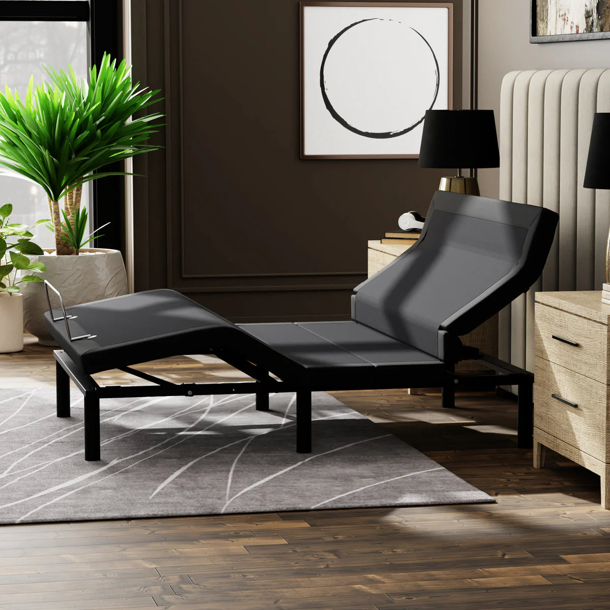 ZZZENSLEEP - e7 Lumbar Adjustable Base - Massage, Pillow Tilt, Nightlight with Sensor, Charging Ports & More