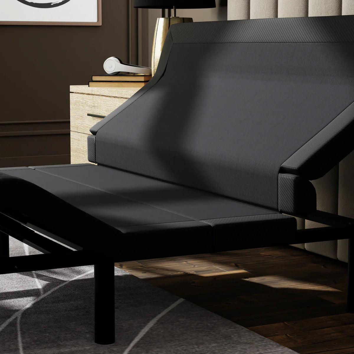ZZZENSLEEP - e7 Lumbar Adjustable Base - Massage, Pillow Tilt, Nightlight with Sensor, Charging Ports & More