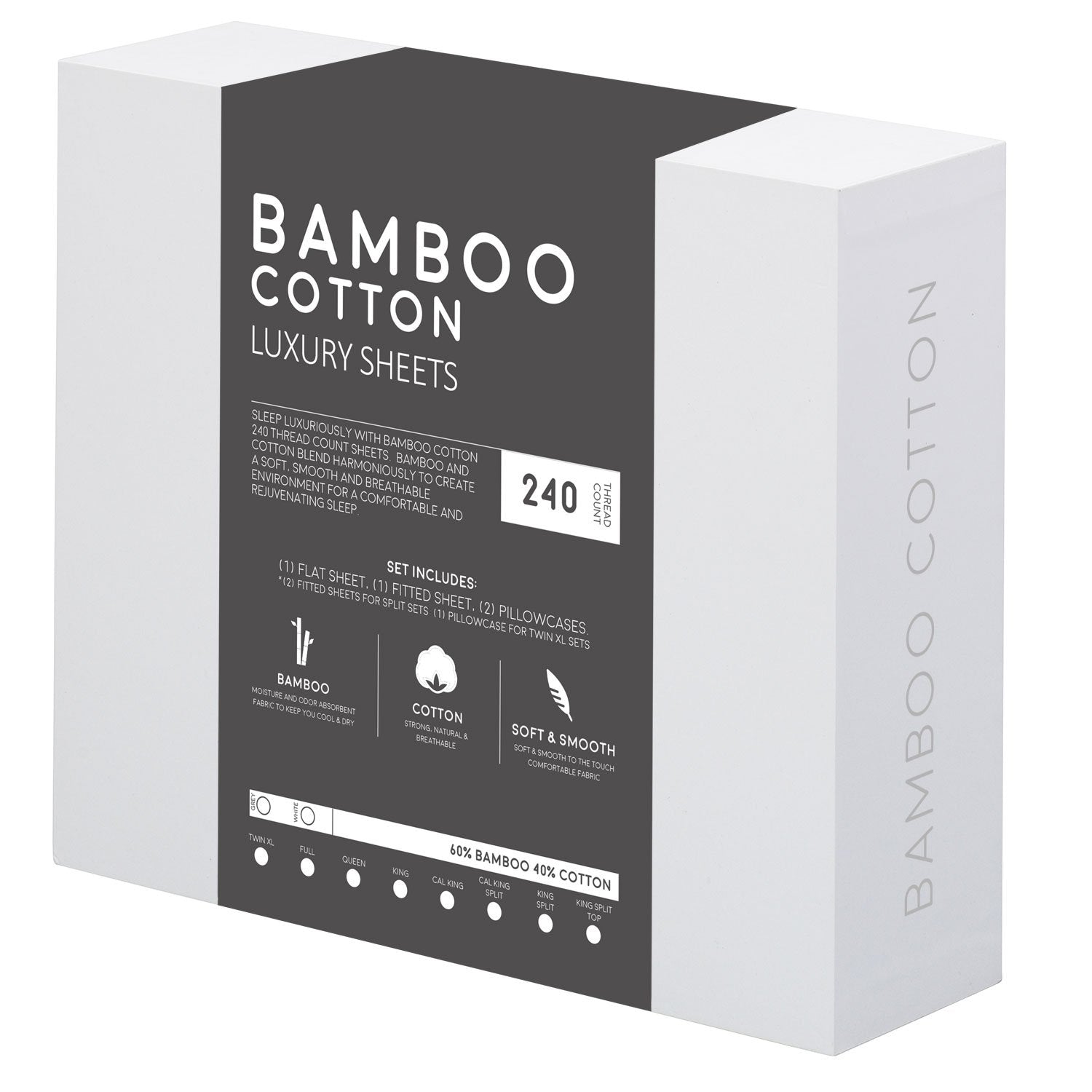 Bamboo Cotton Luxury Sheet Set - White - zzZensleep