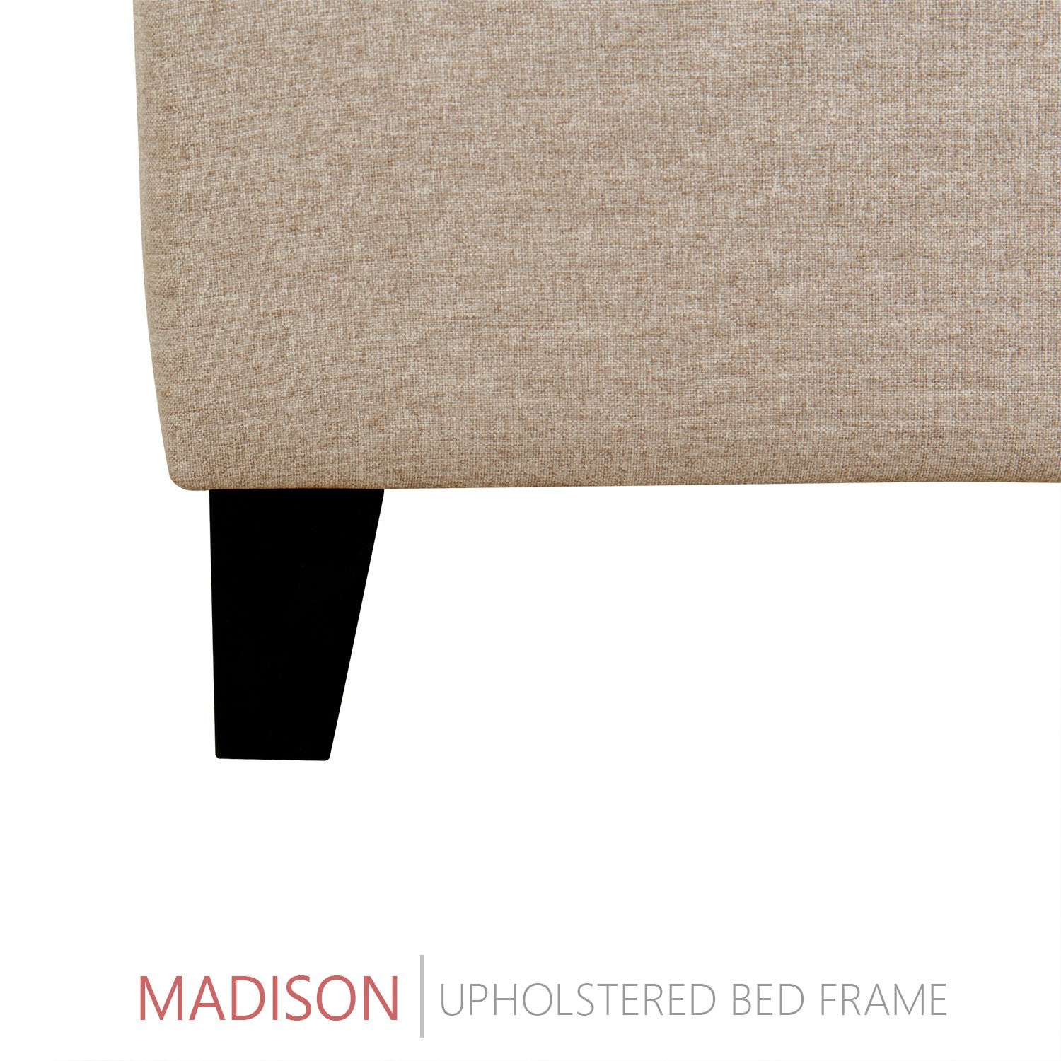 Madison Upholstered Platform Bed, 50" Tall Headboard - Beige Fabric - zzZensleep