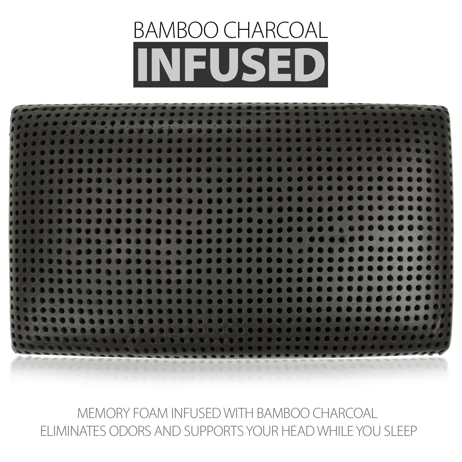 Ventilated Charcoal Bamboo Infused Memory Foam Pillow - Washable Cover - zzZensleep
