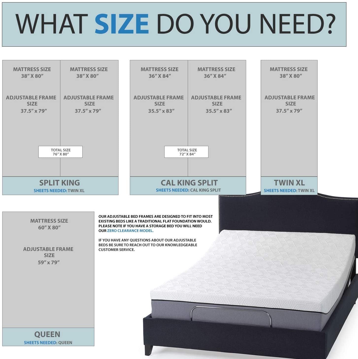 Adjustable Bed Base Head Only - Wired Remote - zzZensleep