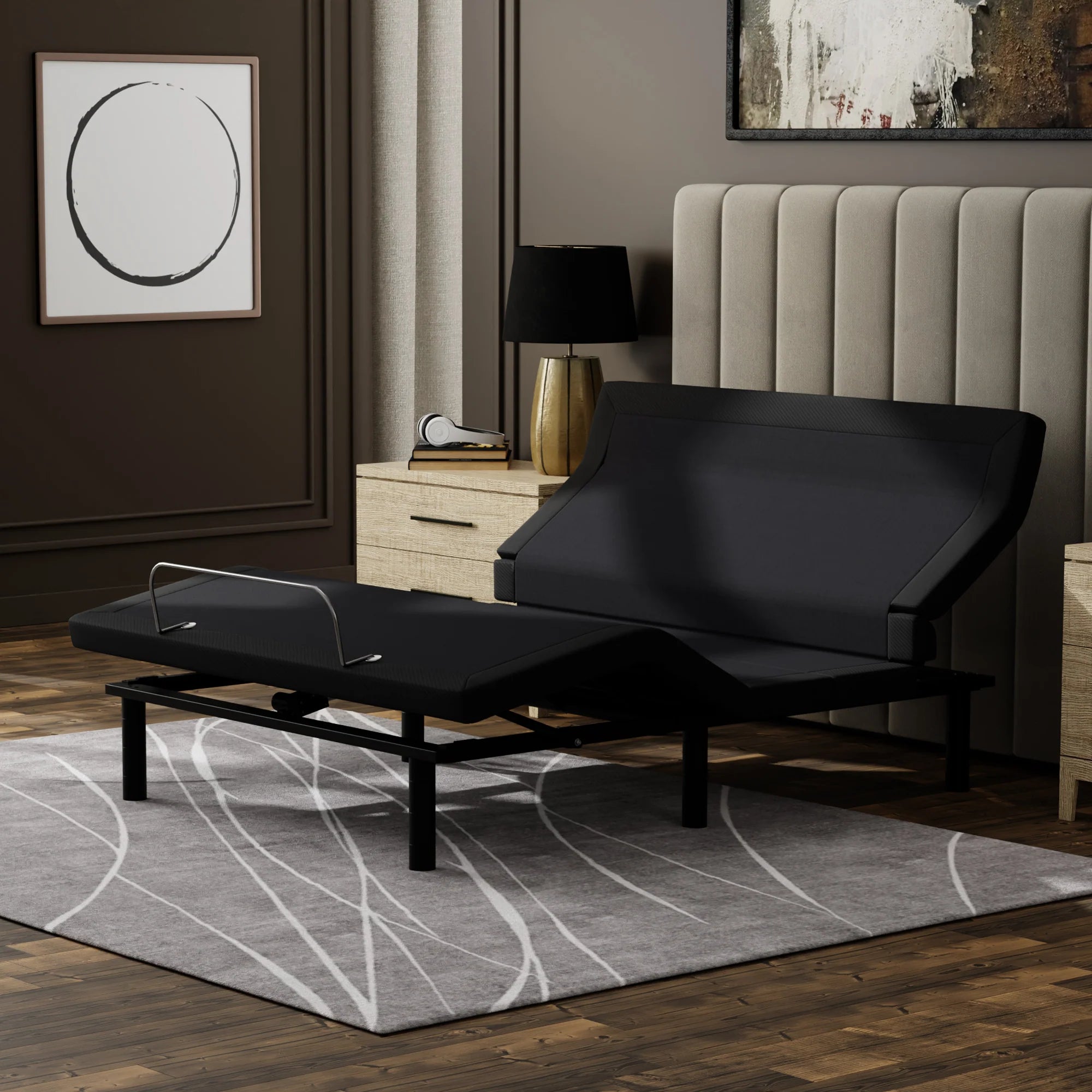 ZZZENSLEEP - e7 Lumbar Adjustable Base - Massage, Pillow Tilt, Nightlight with Sensor, Charging Ports & More