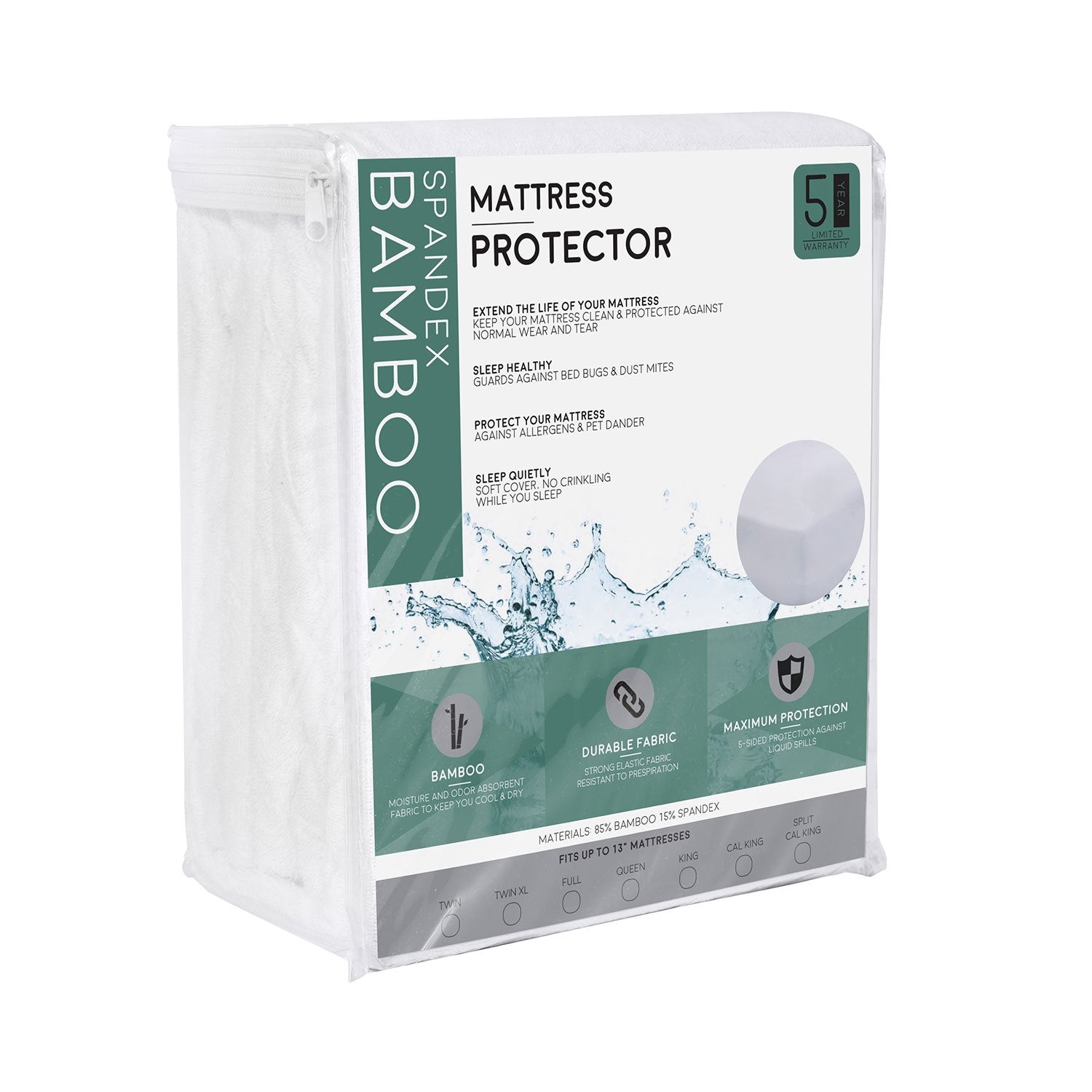 Premium Bamboo Mattress Protector - 100% Waterproof and Hypoallergenic - zzZensleep